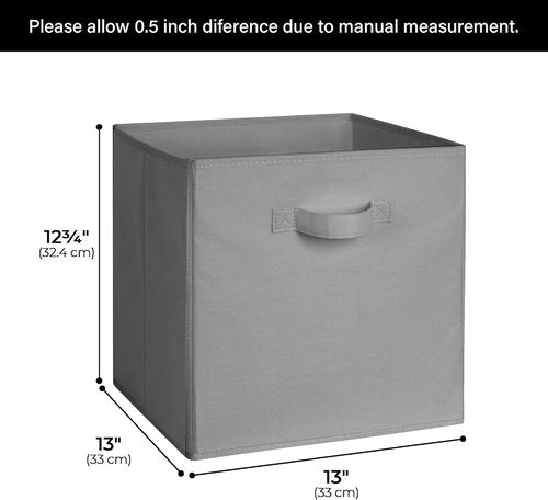 Cupic Cupid 13x13 Storage Cubes - 6 Pack Open Storage Bins with Handles | Collapsible Organizer for Clothes & Toys - Gray