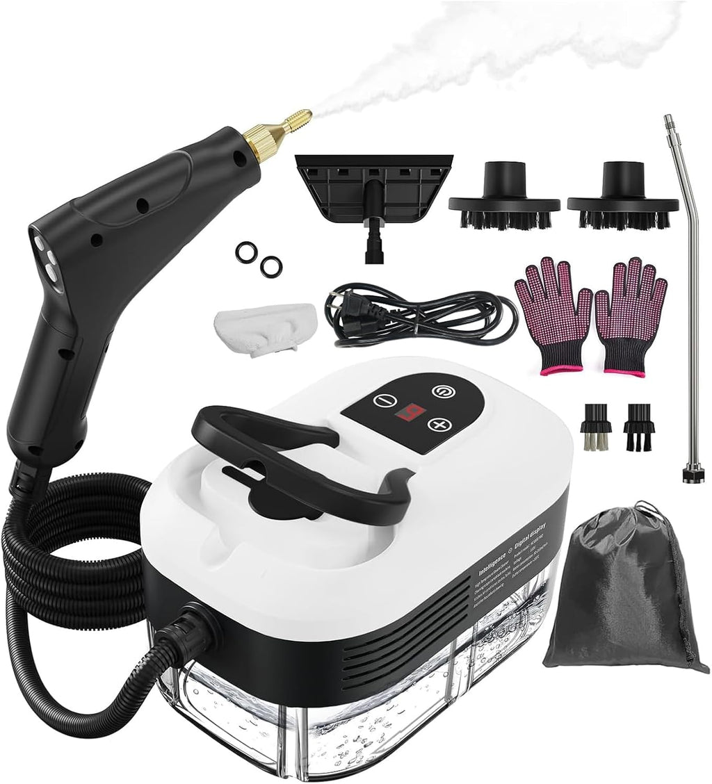 Skiennix Handheld Steam Cleaner - 15s Fast Heat-Up, 1.2L Tank, 6-Level Adjustable Handle | 9 Accessories Included