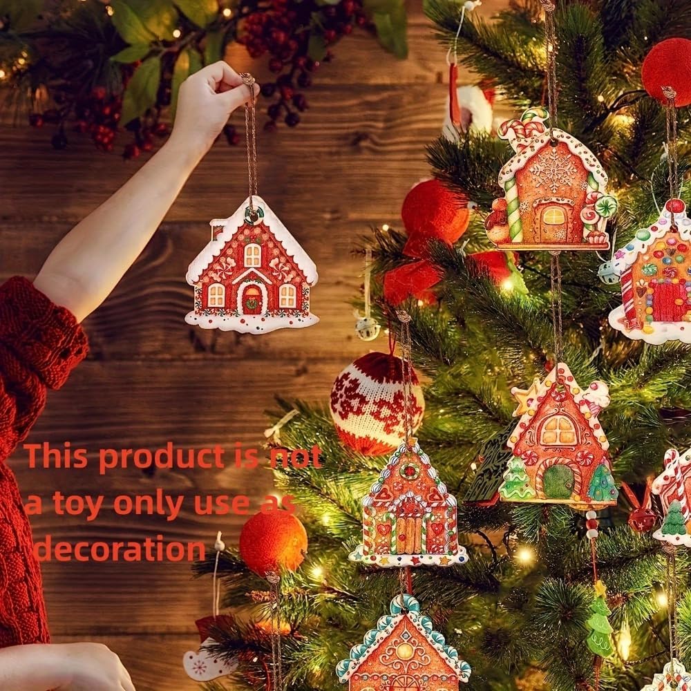 Skiennix Gingerbread House Ornaments - Rustic Christmas Tree Decor | 6-Piece Holiday Set