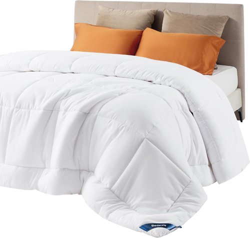 Bedsure Comforter Duvet Insert - All-Season Quilted Queen Size Down Alternative Blanket, White 88 x 88 Inches