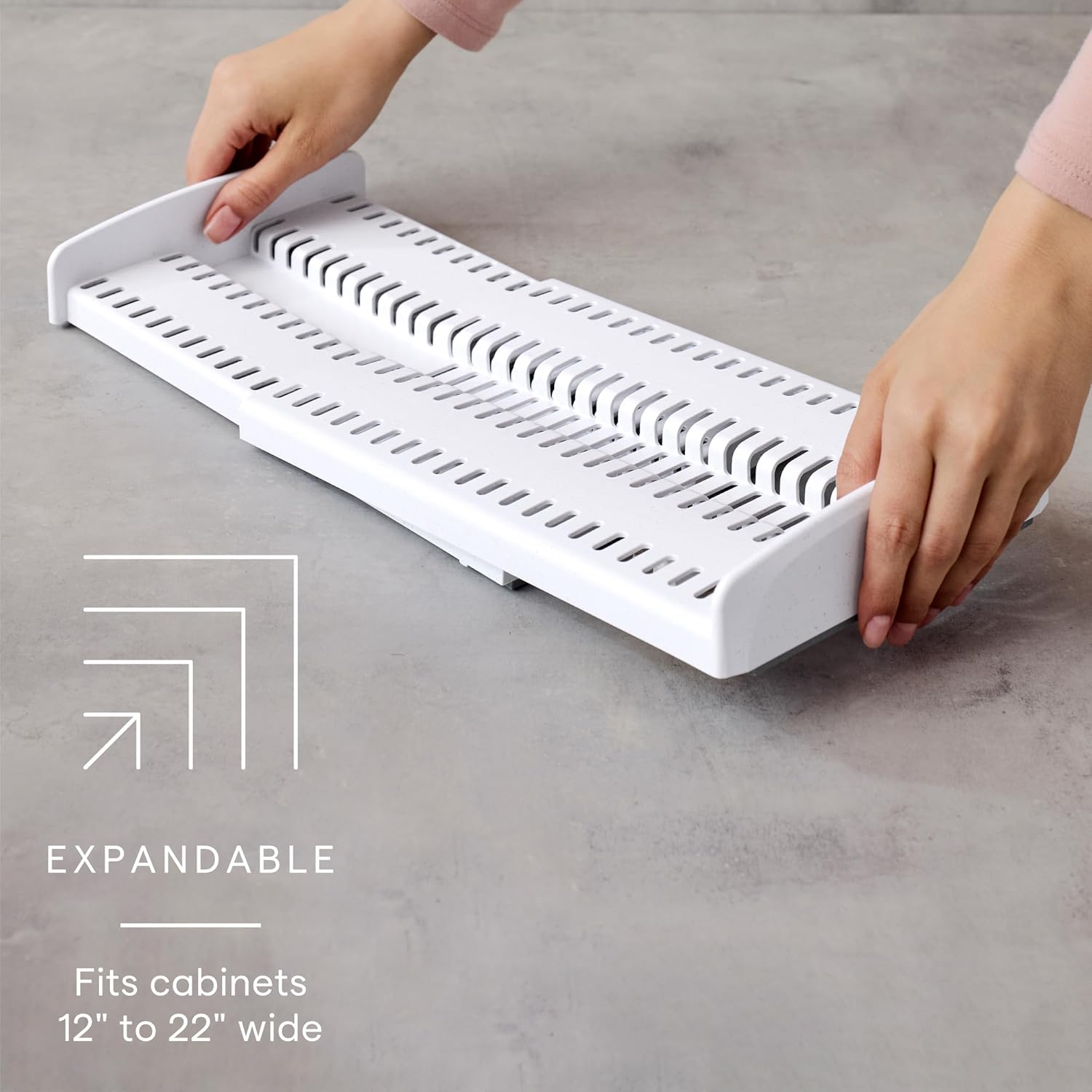 YouCopia StoreMore Expandable Pan Rack - Adjustable 12.5"-22" Kitchen Organizer with Steel Wires