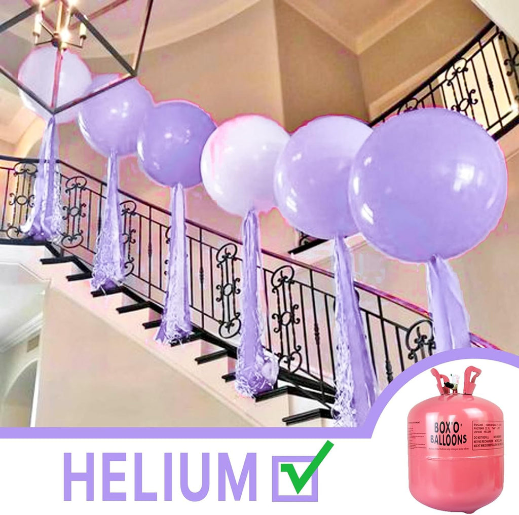 PartyWoo Lavender Balloons - 36 Inch Light Pastel Purple Latex Helium Balloons for Celebrations