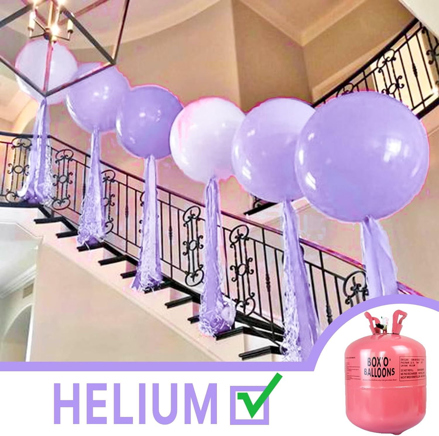 PartyWoo Lavender Balloons - 36 Inch Light Pastel Purple Latex Helium Balloons for Celebrations