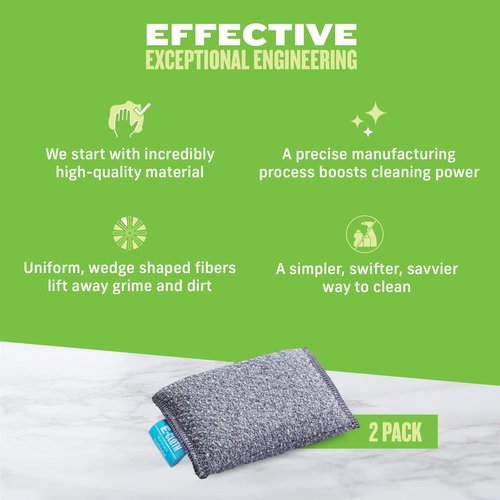 E-Cloth Non-Scratch Scrubbing Pads - Scrubbing Dish Sponges Kitchen Cleaning Kit - Reusable Scrubber Sponges for Dishes and Cleaning - Non-Scratch Scrubbers for Cleaning - 2-Pack