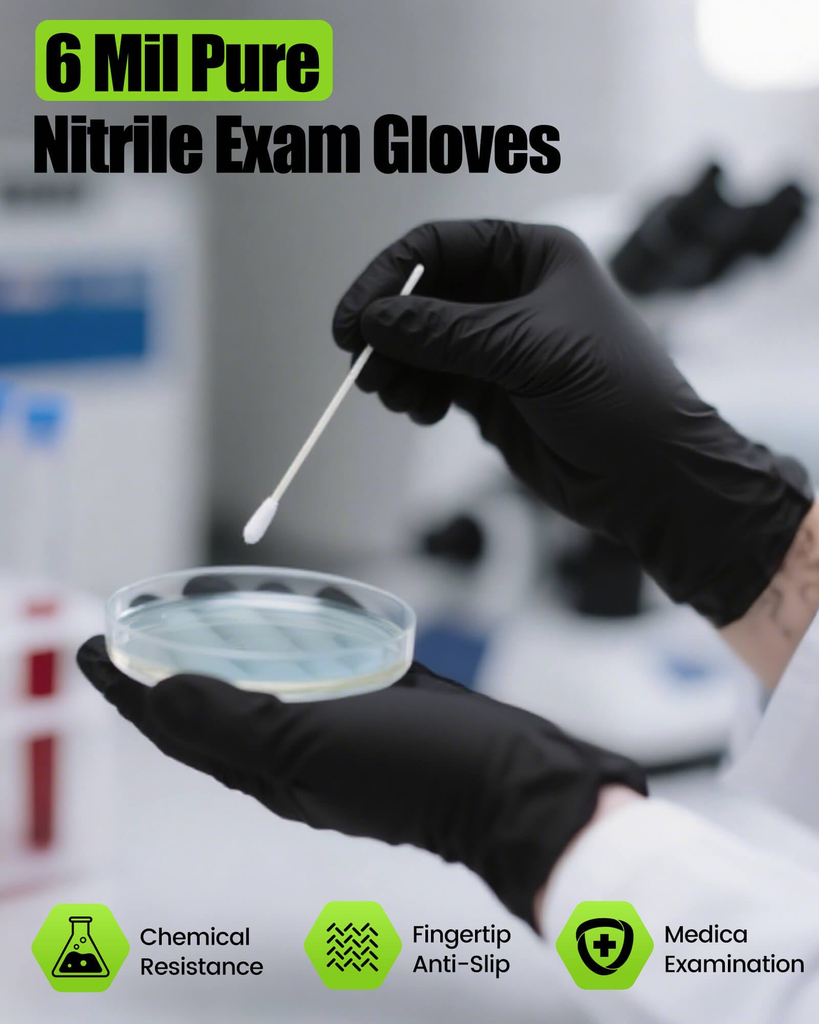 TREEGO Black Nitrile Gloves 6 Mil, Durable Disposable Latex-Free Gloves — Textured Grip Mechanic Gloves for Garage, Repair & Cleaning, XL, 50 Count