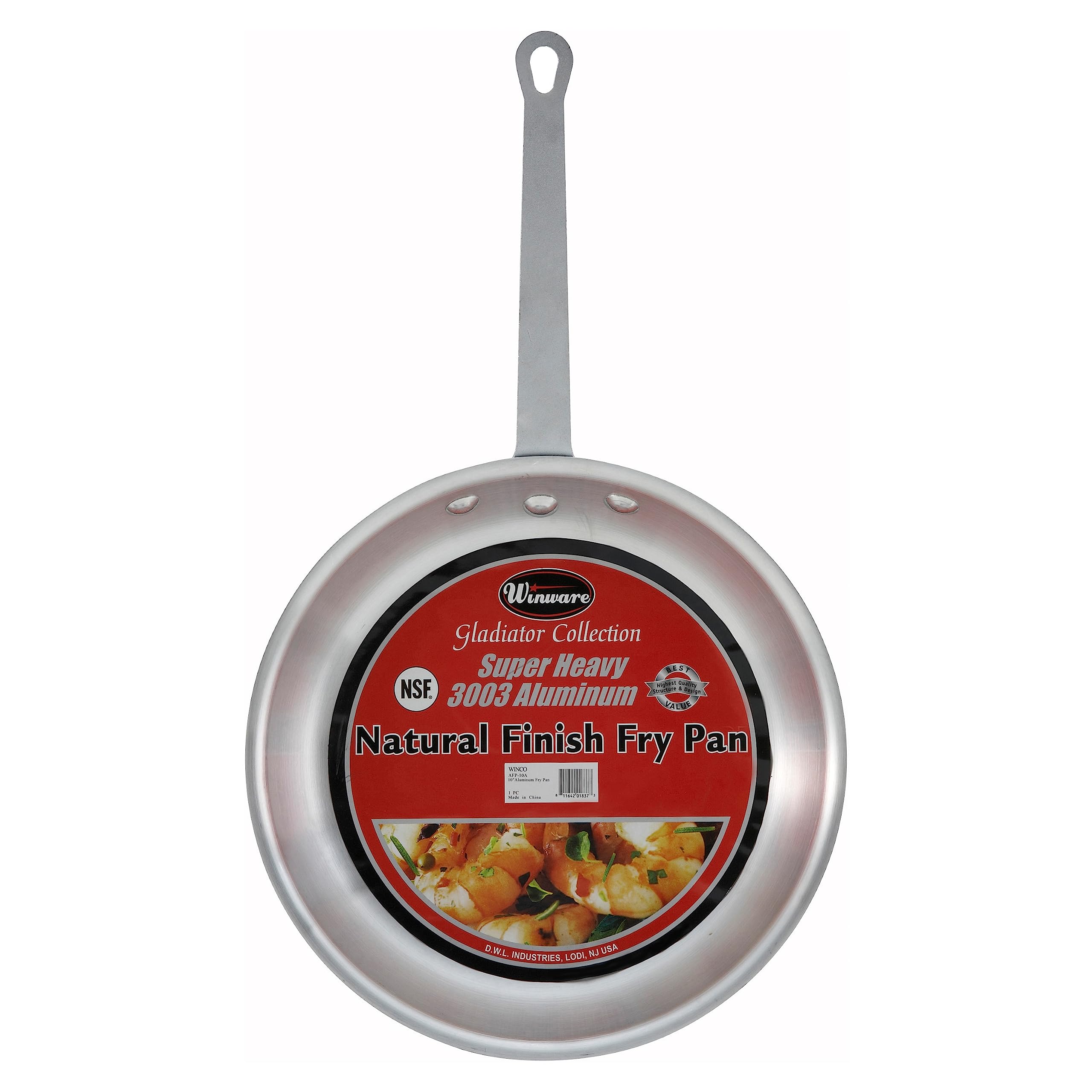 Winco Commercial-Grade Aluminium Fry Pan/Skillet, Natural Finish, 8"