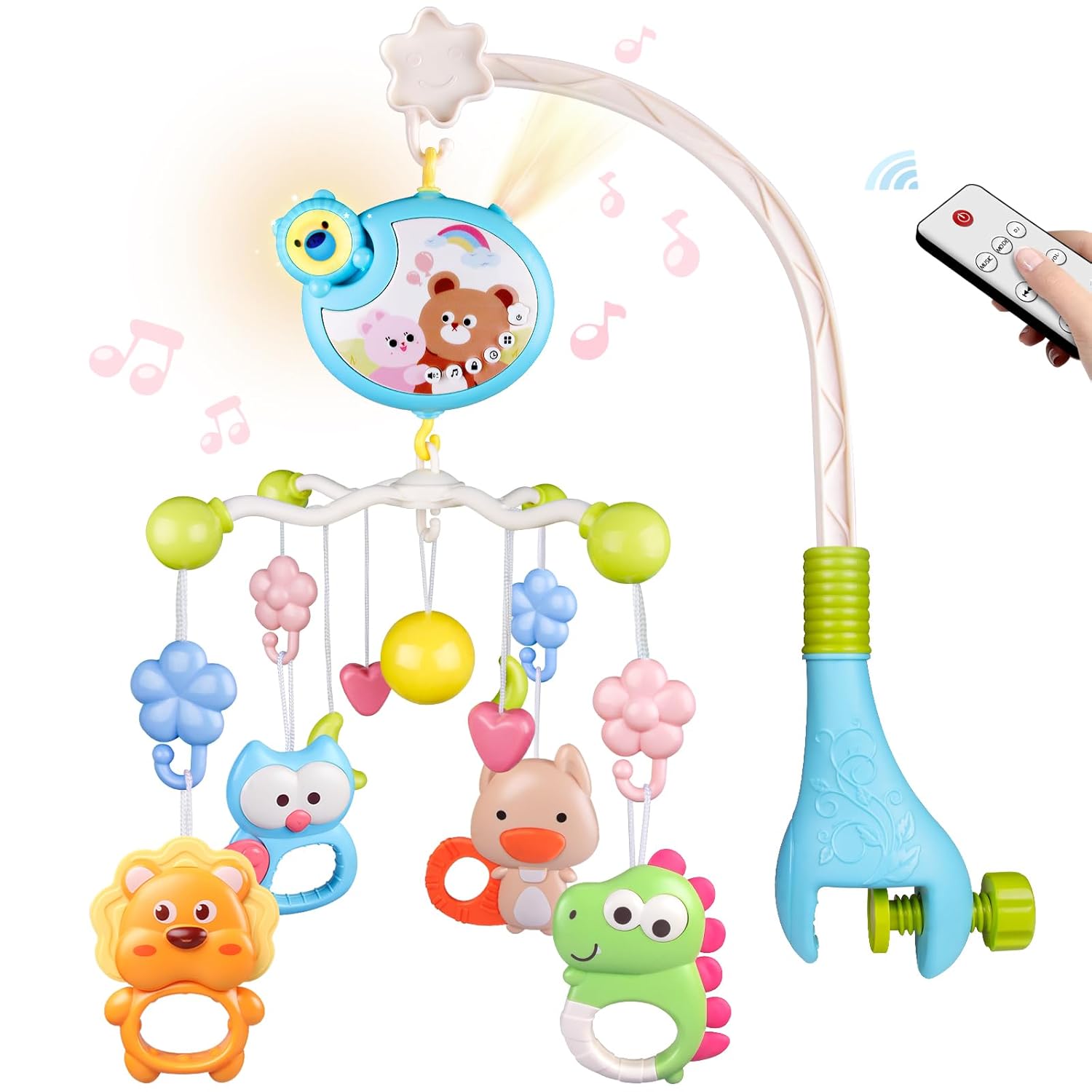 Skiennix Crib Mobile - Musical & Light-Up Nursery Toy for Boys & Girls | Portable Animal Design