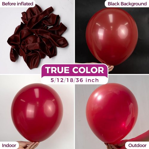 Bezente Burgundy Latex Party Balloons - 150 Pack of 5-Inch Dark Ruby Matte Balloons for Festive Celebrations