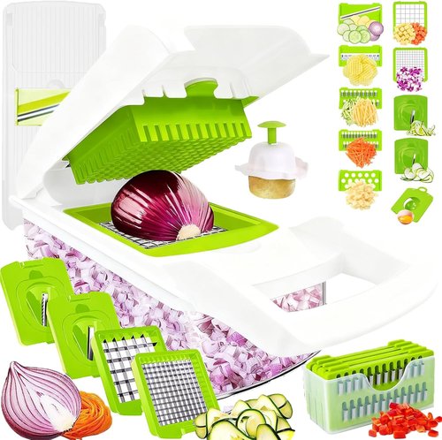 Dewpeton Pro-Series 20-in-1 Vegetable Chopper - Versatile Mandoline Slicer & Spiralizer for Easy Meal Prep