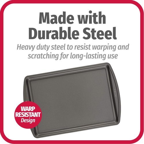 GoodCook Everyday Nonstick Carbon Steel Baking Sheet Set - 3 Pack, 13” x 9” Cookie Sheets for Perfect Baking