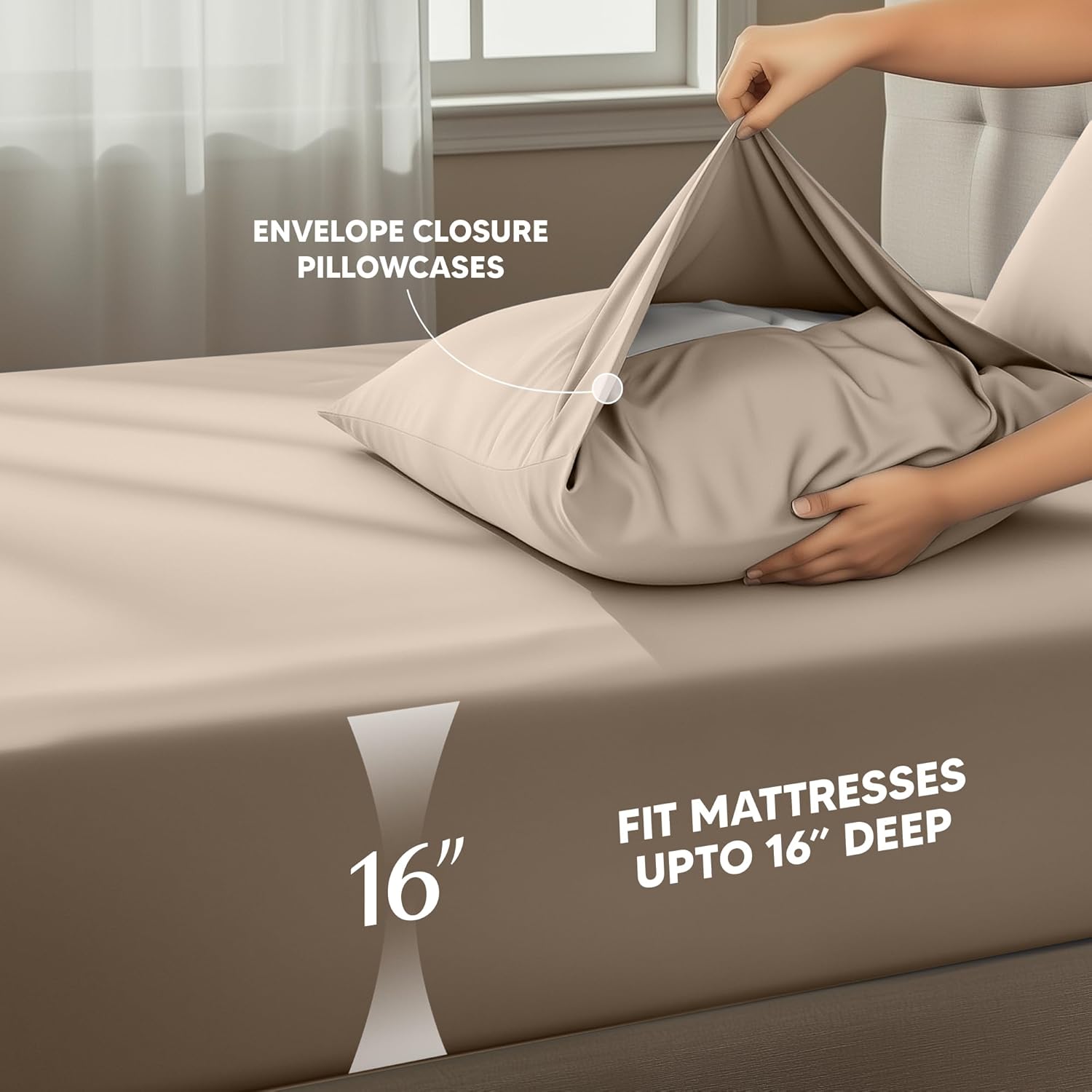 Utopia Bedding California King Sheet Set - Soft, Breathable Microfiber, 4-Piece in Beige | Oeko-Tex Certified