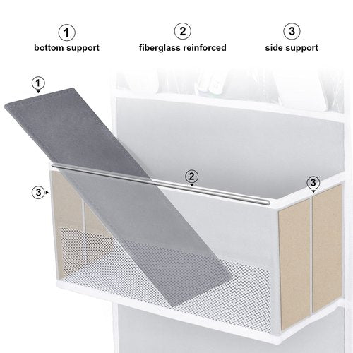 Univivi Door Hanging Organizer Nursery Closet Cabinet Baby Storage with 4 Large Pockets and 3 Small PVC Pockets for Cosmetics, Toys and Sundries with Gift Box (Grey)