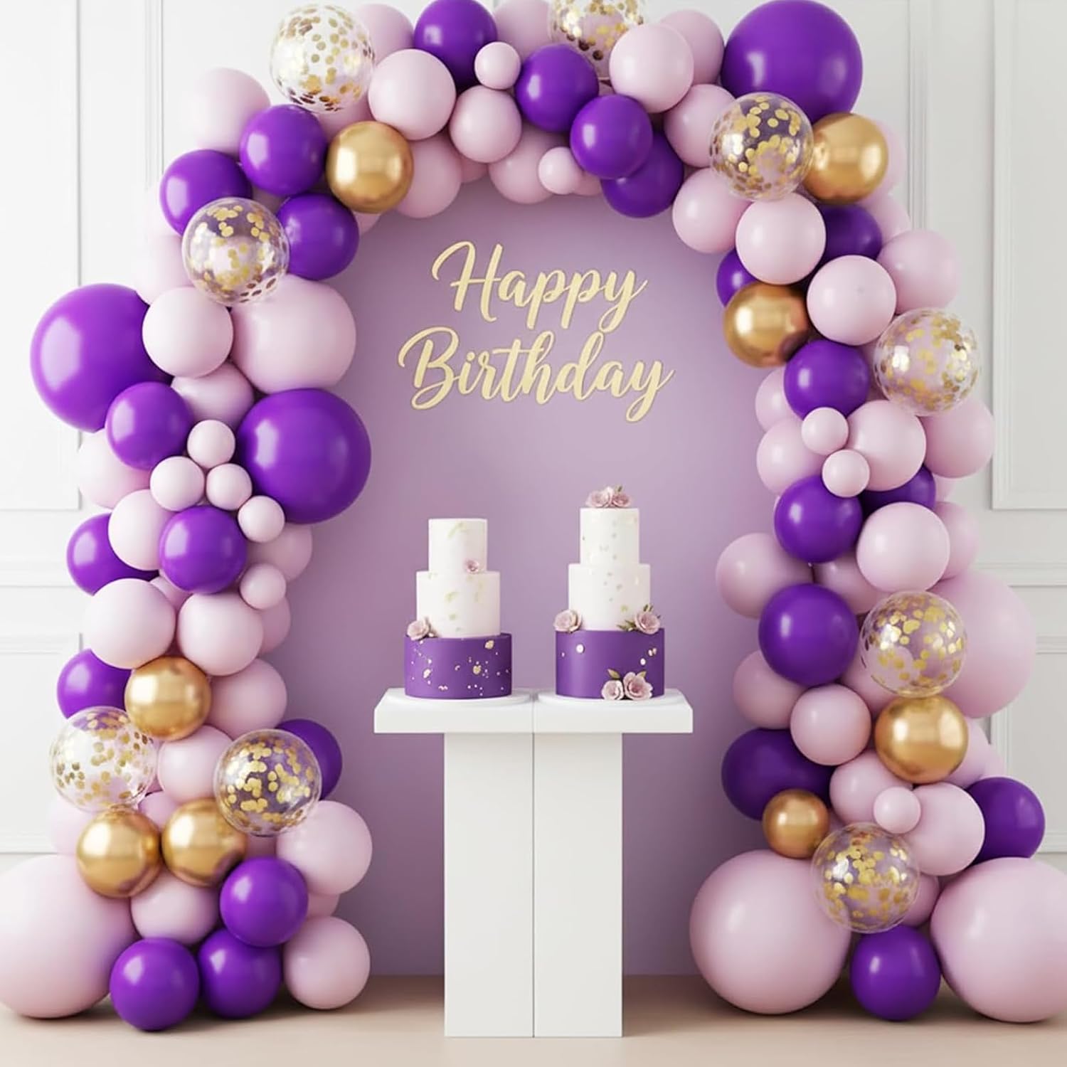 RUBFAC 154pcs Dark Purple Balloon Set - Various Sizes for Birthday, Baby Shower & Graduation Decor