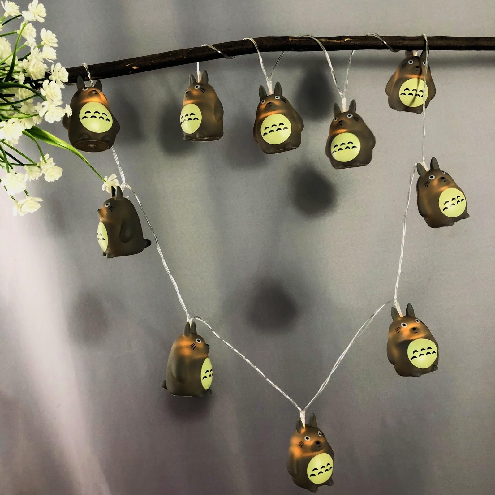 Sezrgiu Cute Cat Light 1.65m 10LED Cat Night Light Chinchilla String Lights Battery Powered for Kid's Bedroom Birthday Christmas Holiday Decoration (Grey Cat)