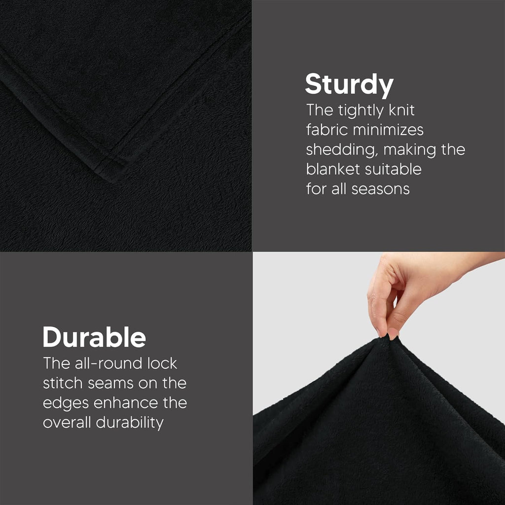 Utopia Bedding Fleece Blanket - Twin XL Luxury Soft Microfiber | Anti-Static Black 300GSM (90x76 Inch)