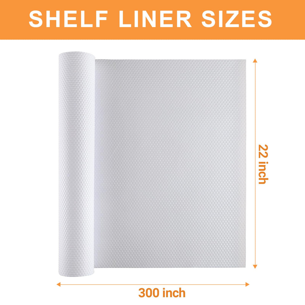 FLPMIX Shelf Liner 22 inch Wide - Waterproof Cabinets Liners, Non Adhesive, Easy to Cut Under Sink Mat Liners for Kitchens Drawer, Shelves, 22 X 300Inch White