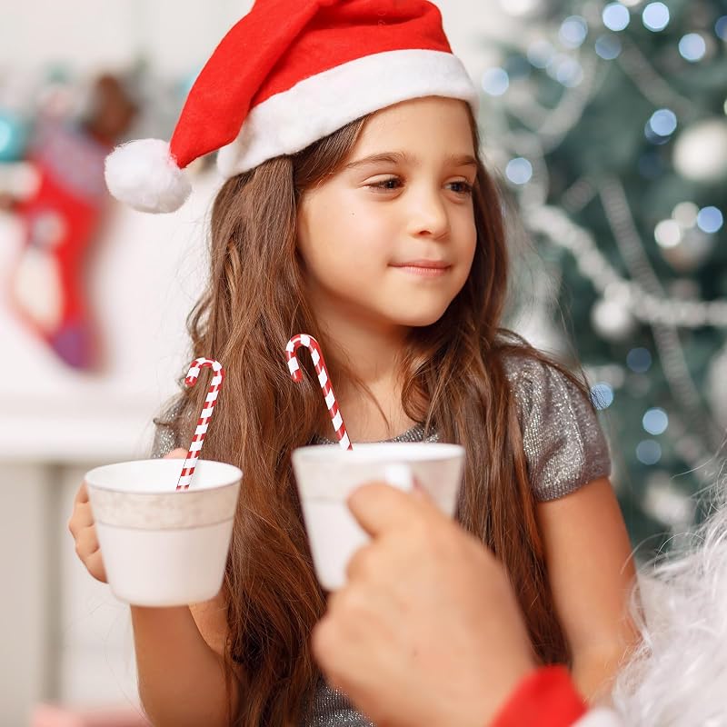 Candy Cane Christmas Drink Stirrers, 30 Pcs – Red/White Swizzle Sticks