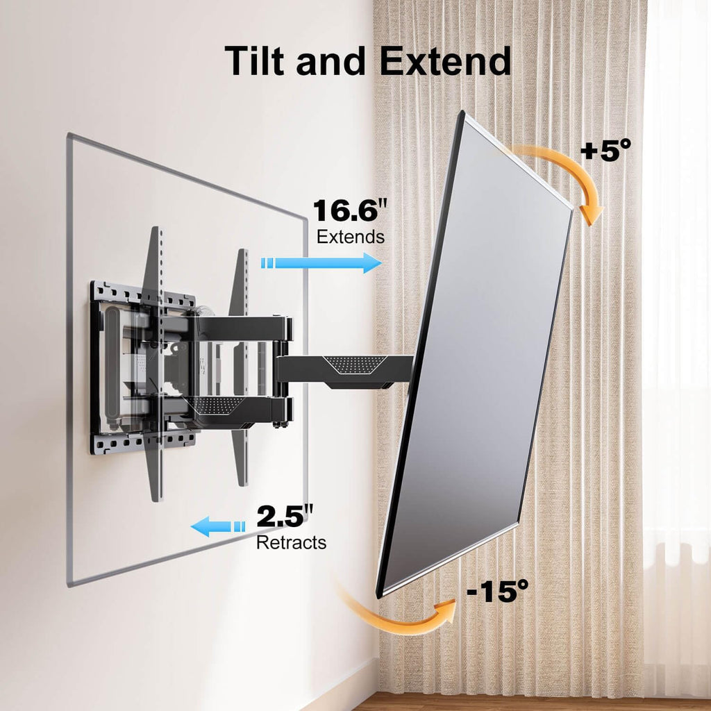 Mounting Dream TV Wall Mount - Full Motion Articulating Bracket for 42-84 Inch TVs | Swivel & Tilt, Max VESA 600x400mm, Supports 100lbs