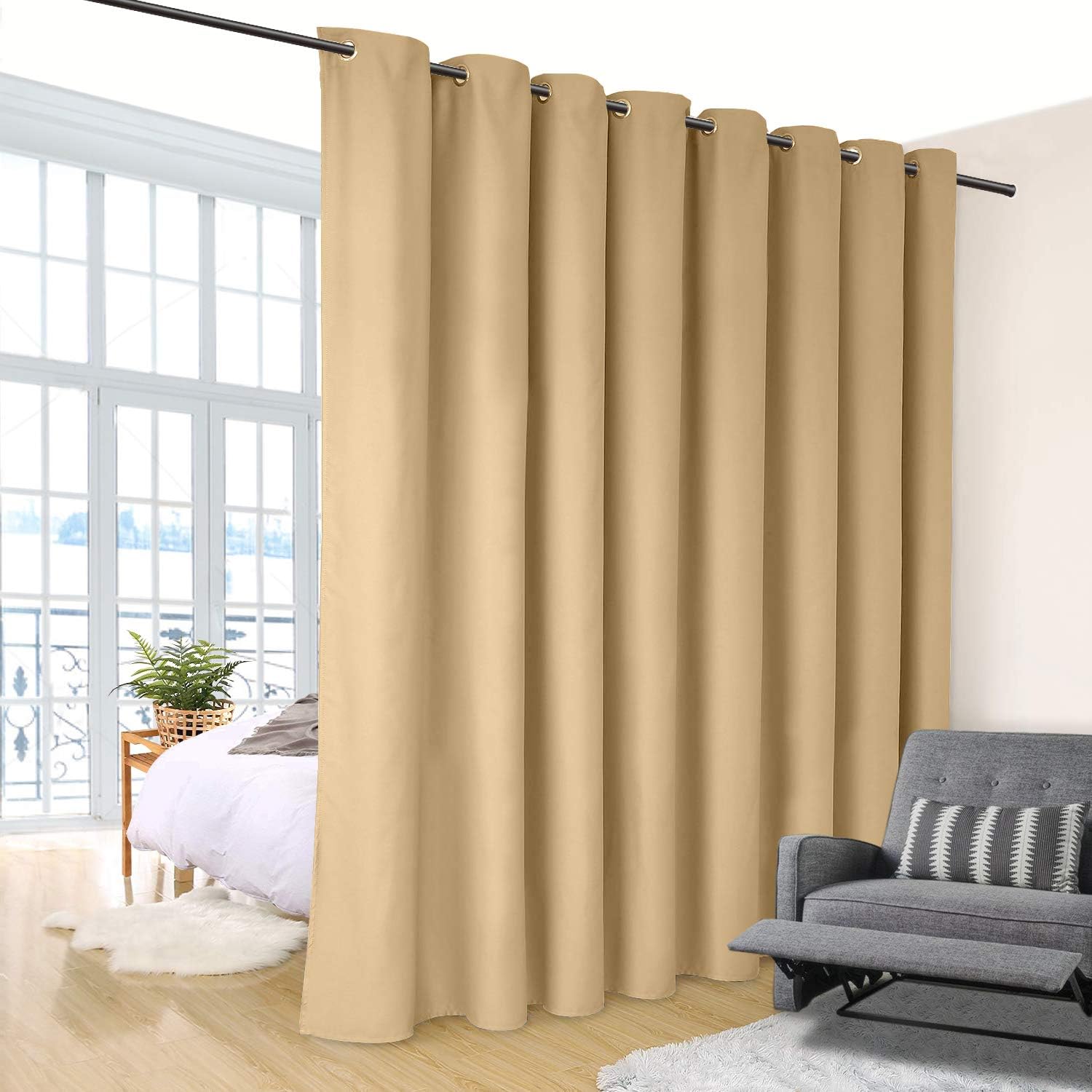 Vailge Premium Curtain Tension Rods - Adjustable 83-122 Inch No-Drill Room Divider Pole | Black