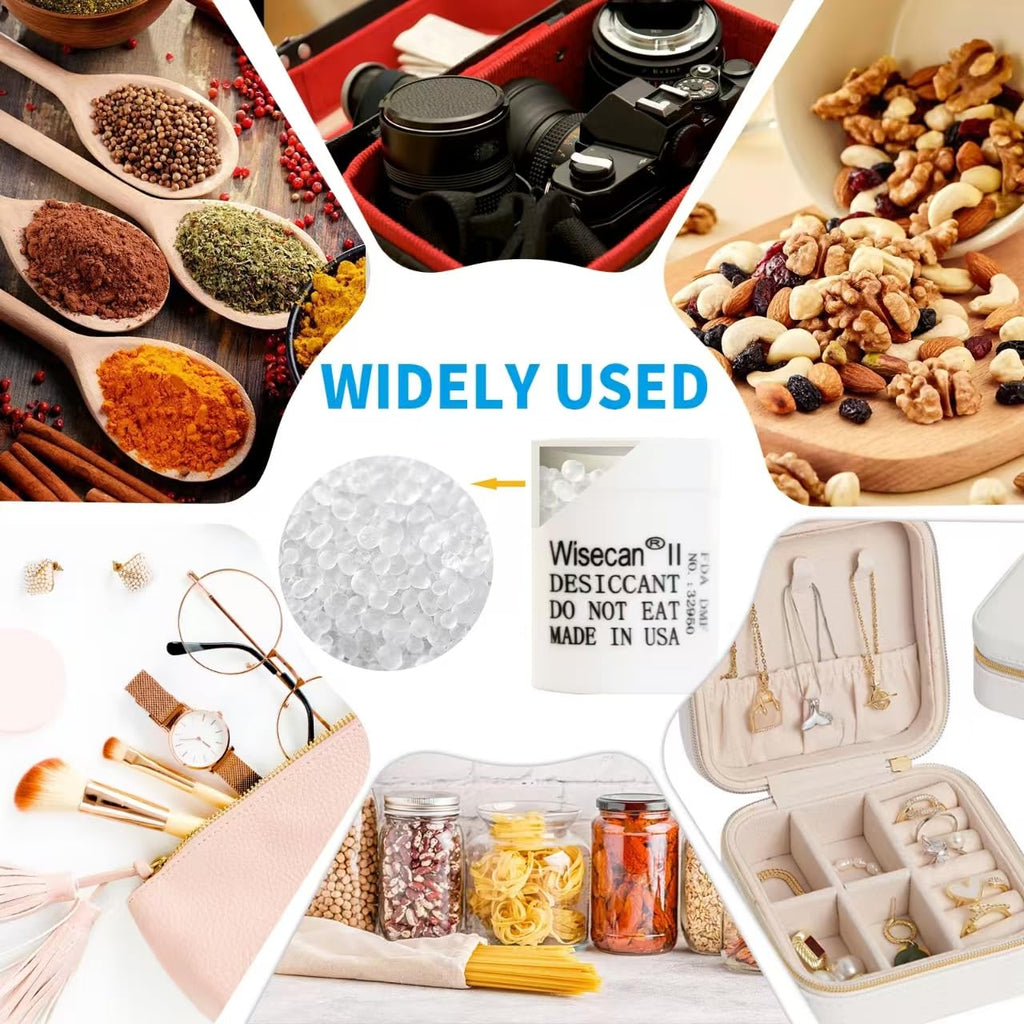 Wisesorb 1 Gram 100 Pack Silica Gel Canister, Desiccant Canister, Silica Gel Capsules, Desiccant Capsules, Moisture Absorbers for Food Storage, Food Safe Dehumidifiers Wisecan