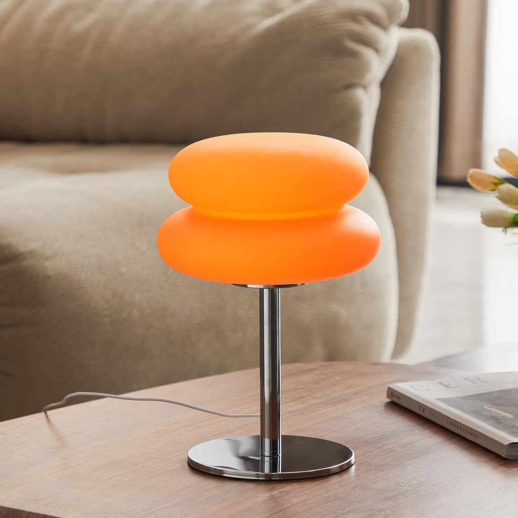 Skiennix Orange Mushroom Lamp - Dimmable Mid Century Modern Bedside Light | Cute Ambient Decor for Bedroom and Living Room
