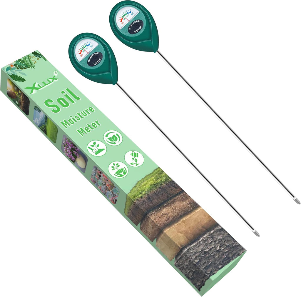 XLUX Soil Moisture Meter - Long Probe Water Monitor for Indoor/Outdoor Plants | 2 Pack