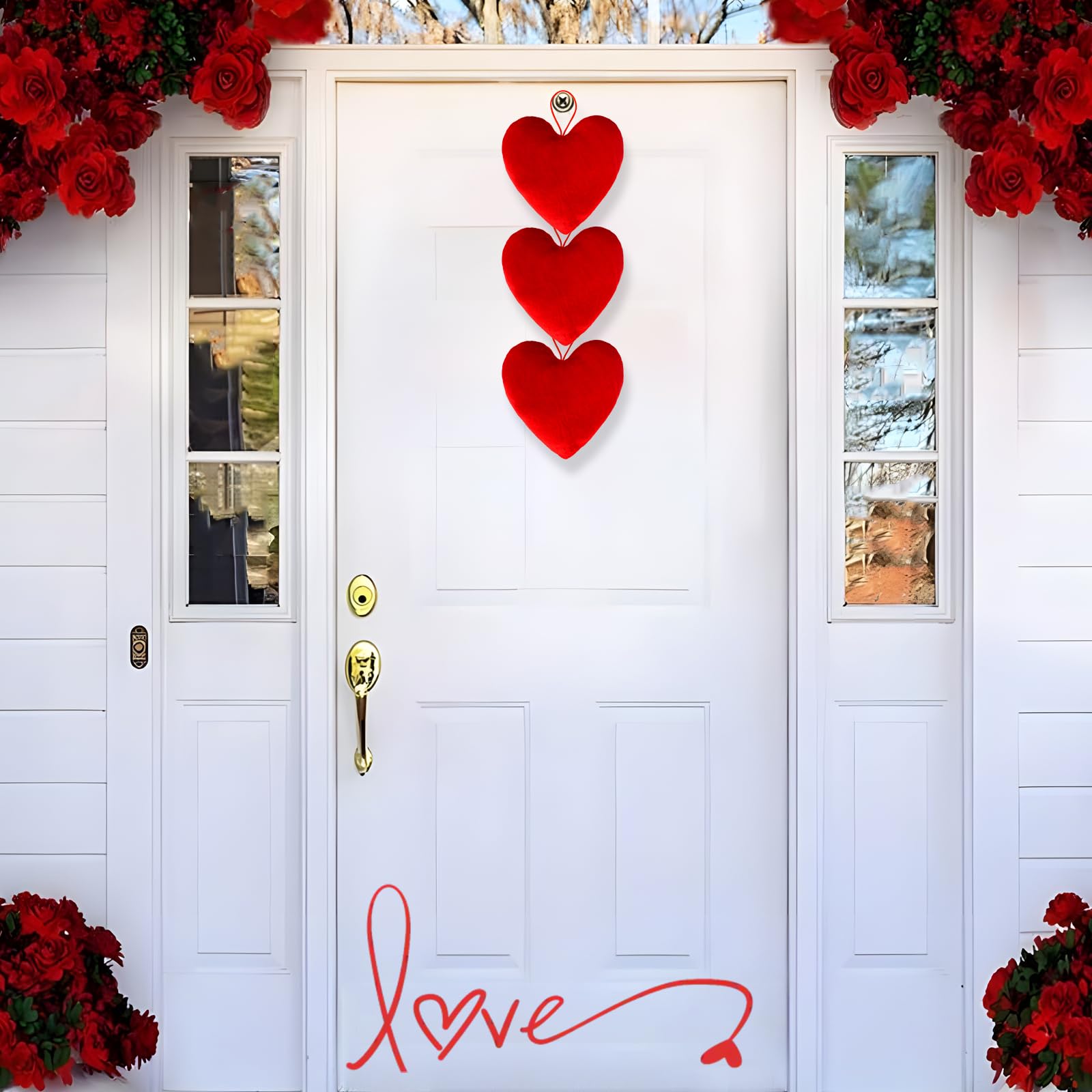 Valentines Day Decorations Valentines Red Heart Velvet Bows 4 pc 6 * 6 in Red Heart Hanging for Home Wall Door Hanger Decor Valentines Wedding Anniversary Birthday Party Supplies