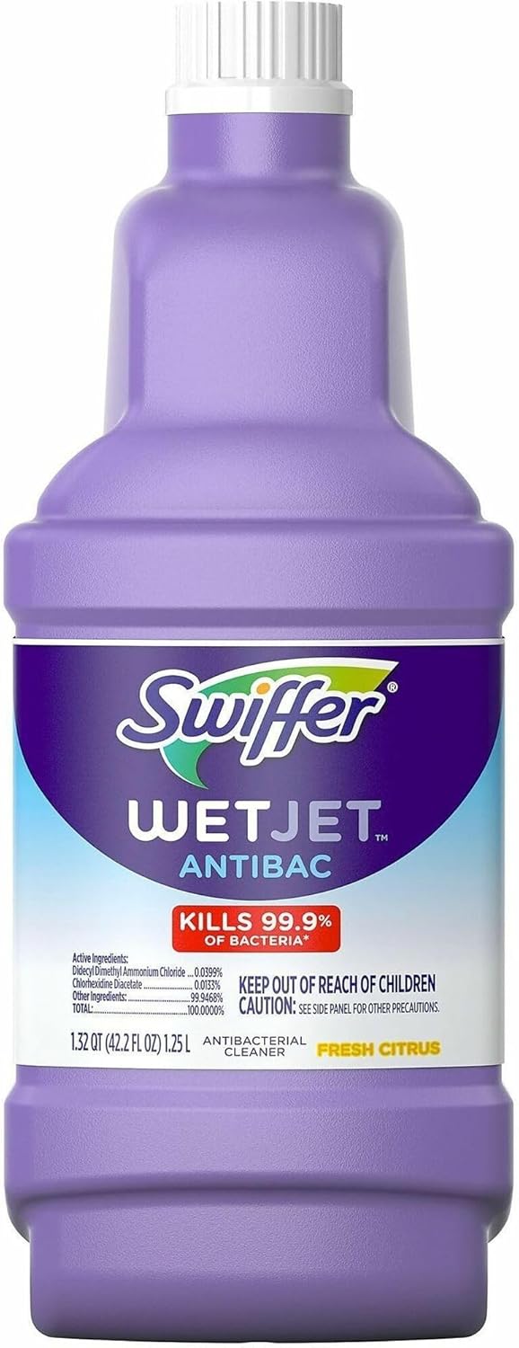 Swiffer WetJet Antibacterial Floor Cleaning Solution - Fresh Citrus Scent, 1.25 Liters | All-Purpose Refill