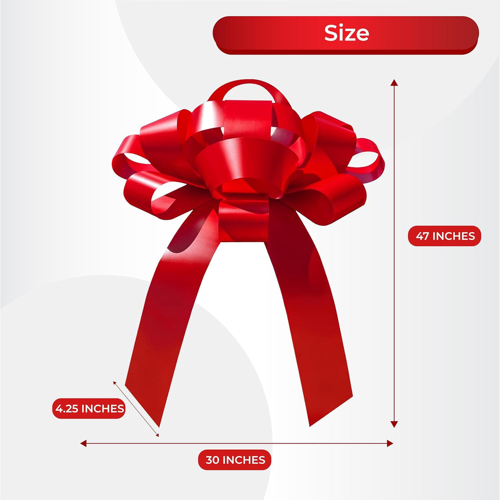 CarBowz Big Car Bow - Giant Non-Scratch Magnet | Weather Resistant Vinyl in Red