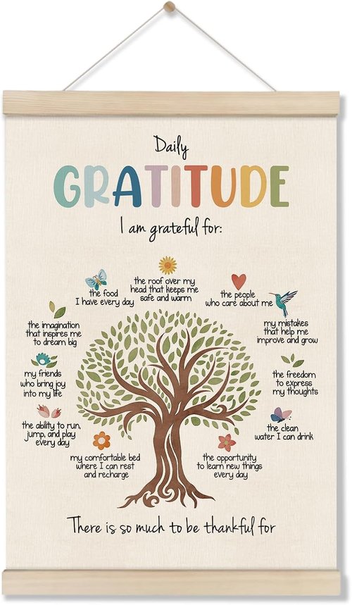 DOI-LANEE Daily Gratitude Poster Frame - Inspirational Mental Health Wall Art 16x12 Inch | Perfect for Therapy Decor