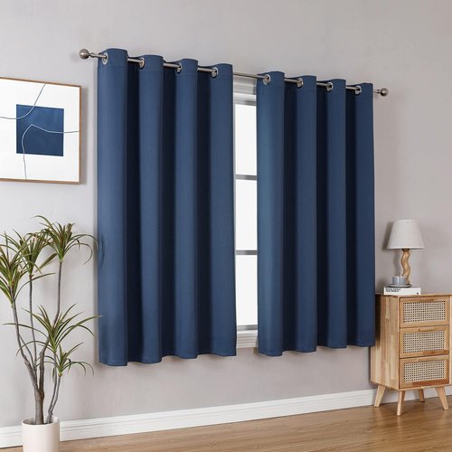 ChrisDowa Grommet Blackout Curtains - Thermal Insulated Room Darkening Panels, Stone Blue, 52W x 45L