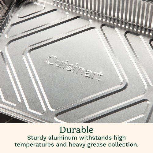 Cuisinart Heavy-Duty Aluminum Grease Tray Liners - 10-Pack Disposable Drip Trays for Griddles & Grills