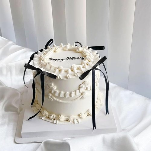 Coquette Black Bow Cake Topper - 12Pcs Elegant Ribbon Bowknot for Birthday & Bridal Party Decor