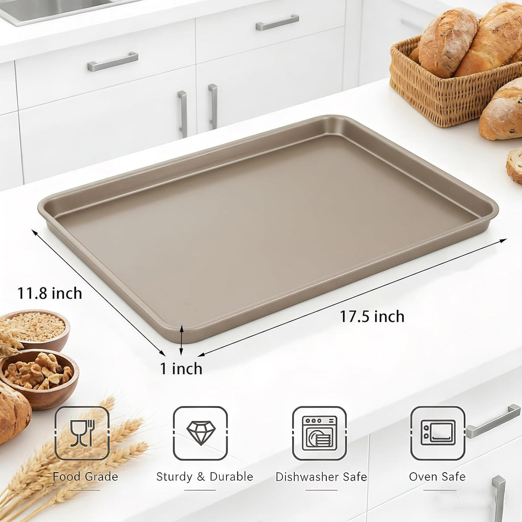 Nicunom Nonstick Baking Sheet Set - 2 Sheet Cake Pans (11.8" x 17.5") for Cookies & Roasting