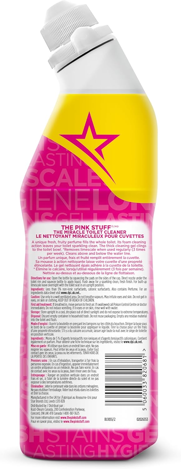 The Pink Stuff Miracle Toilet Cleaner - Powerful Stain-Removing Gel for Sparkling Clean Bowls | 750ml