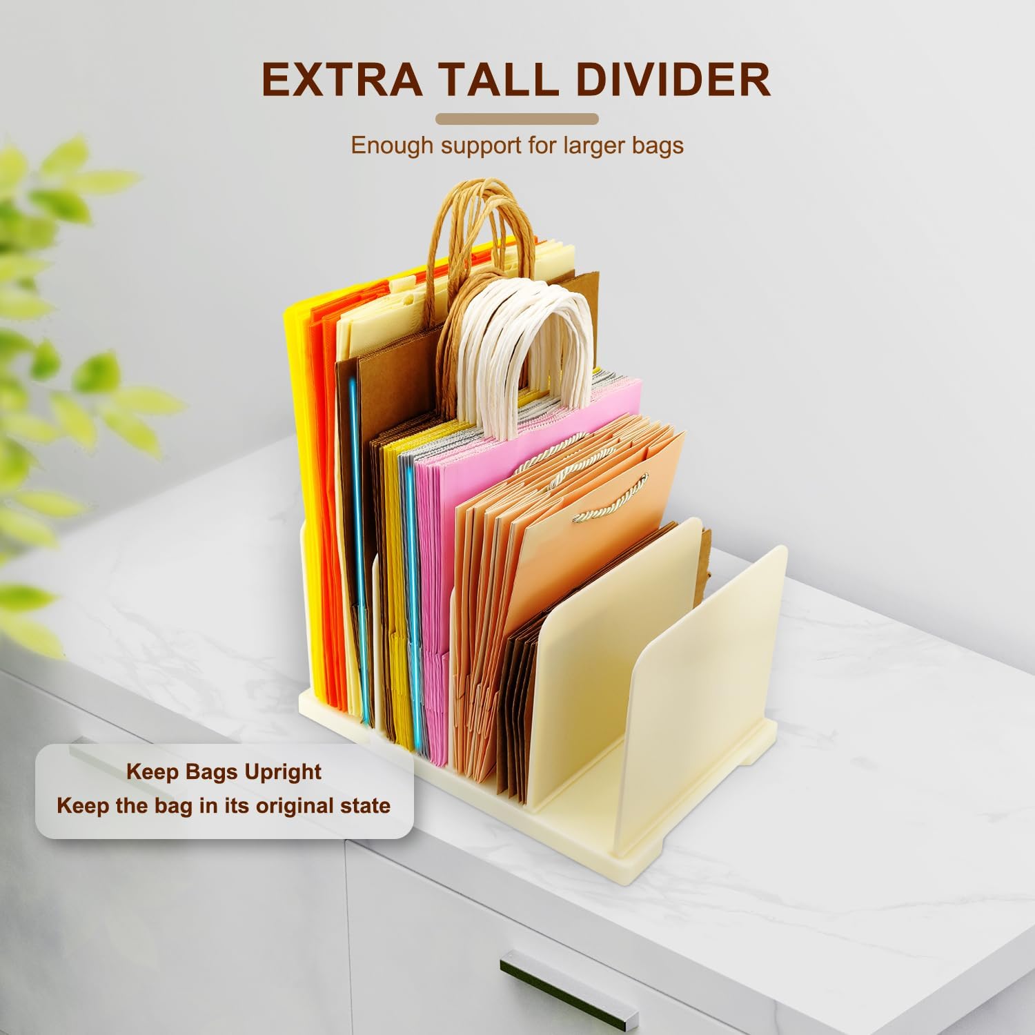 Skiennix Reusable Shopping Bag Organizer - Adjustable Extra Tall Shelf Dividers for 40+ Tote Bags | Perfect for Pantries and Closets