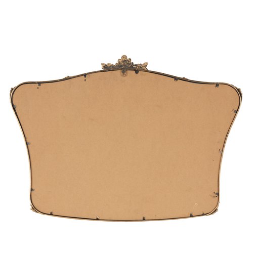 Deco 79 Metal Floral Room Wall Mirror Orante Antique Curved Entryway Mirror, Wall Mounted Mirror 36" x 2" x 26", Gold