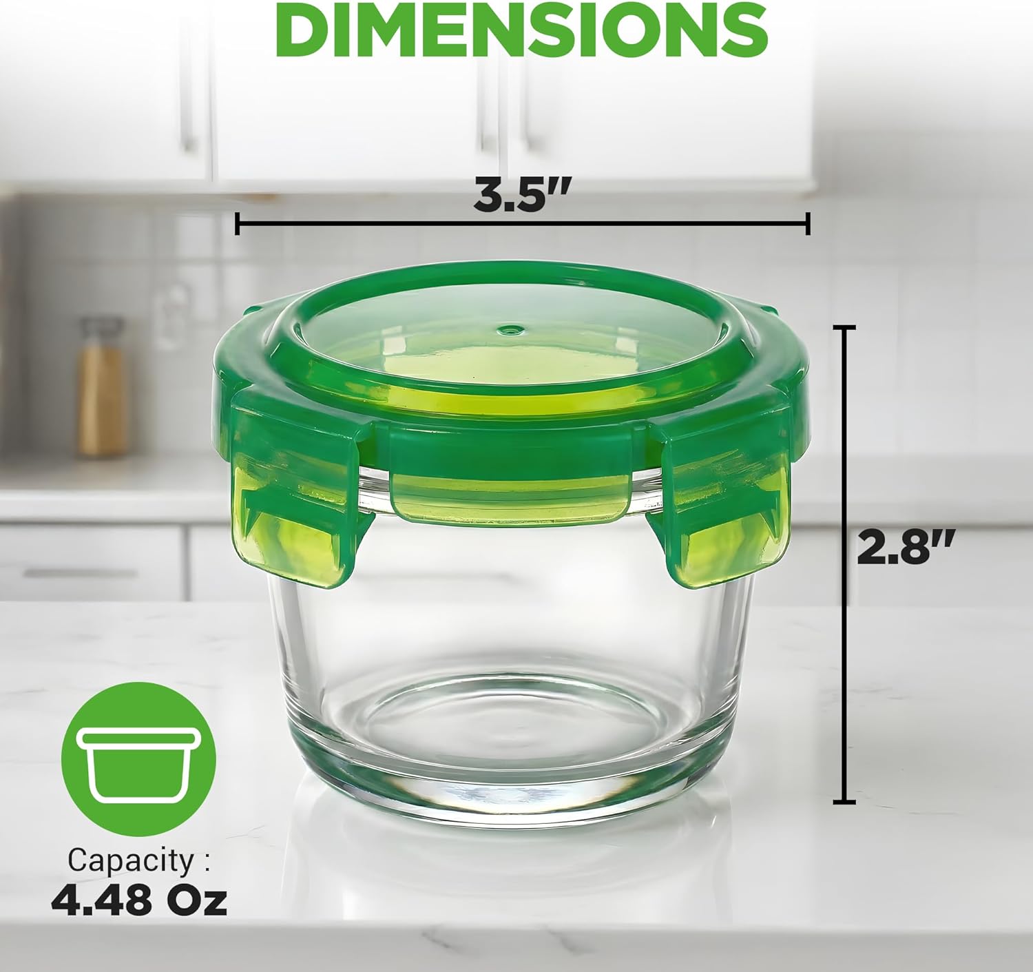 NutriChef 24-Piece Glass Food Storage Containers Set - Stackable, Microwave & Dishwasher Safe, 4.48oz
