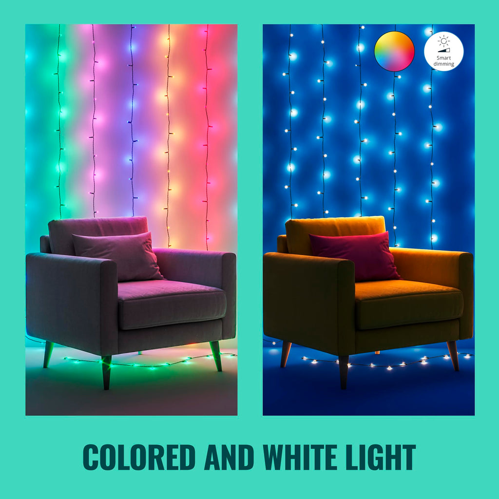 WiZ Connected Fairy Lights, 65.6ft RGB LED Smart Color-Changing, Static and Dynamic Modes, Music Sync, App and Voice Control