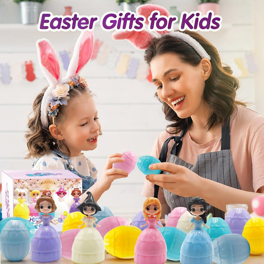 NICENINE Easter Eggs - 12 Piece Prefilled Princess Eggs for Kids | Perfect Goodie Bag Stuffers for Ages 3+