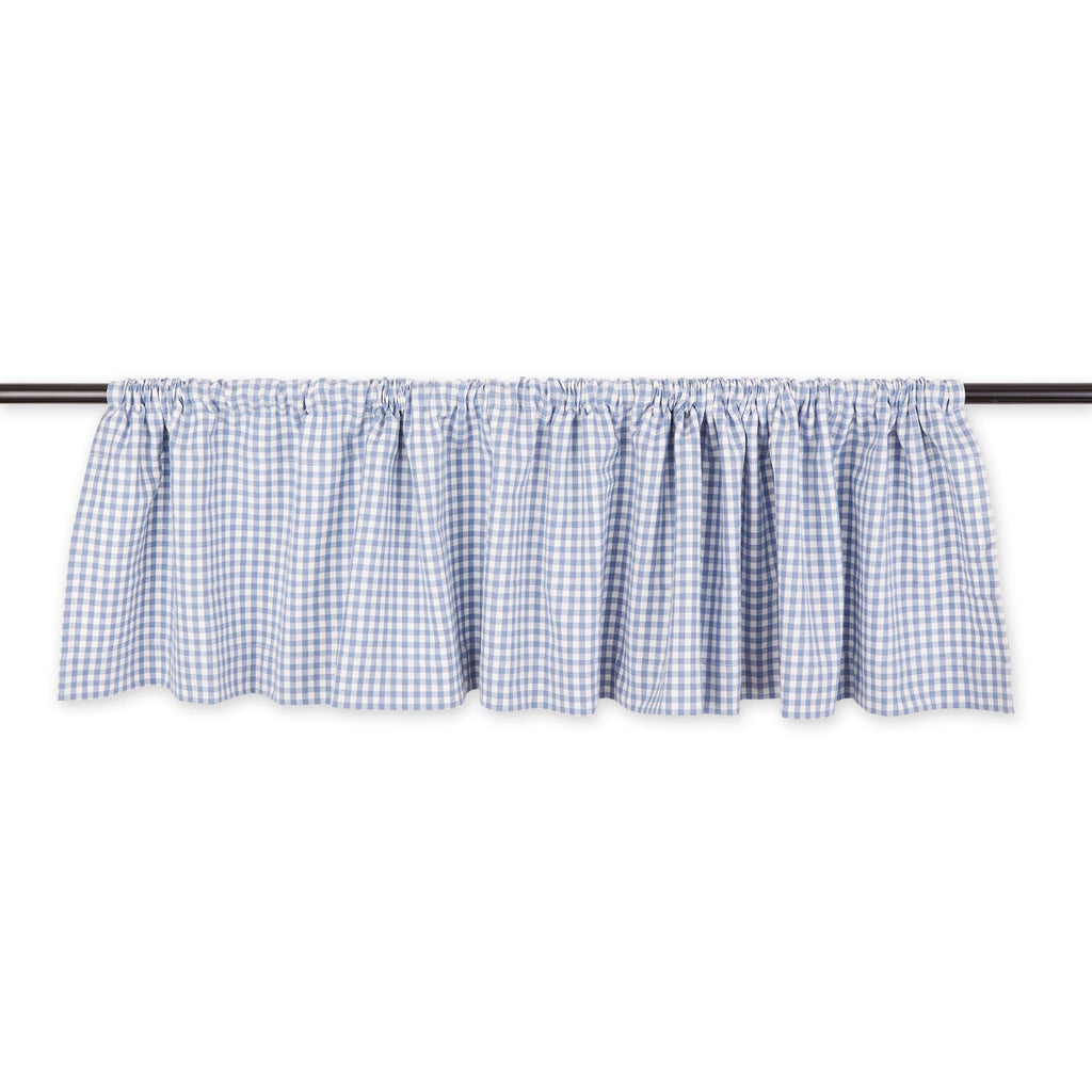 DII Window Valance Collection, 100% Cotton, Pre-Shrunk, Machine Washable, 2 Inch Curtain Rod Pocket, Single Panel, 72x14, Stonewash Blue Check