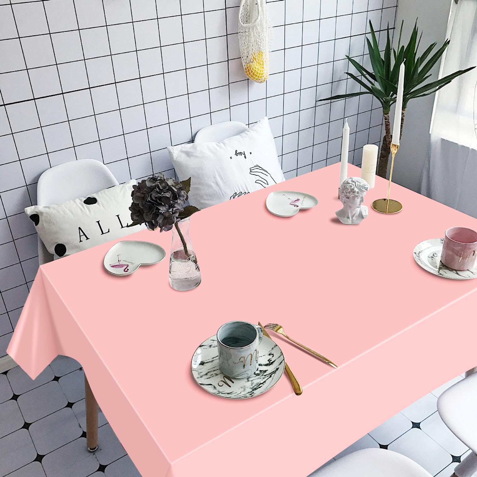 mwellewm 6 Pcs Easter Tablecloth Party Decorations Pastel Table Cloths Plastic 54x72 Inch Rainbow Tablecloth Disposable Rectangle Table Cover for Birthday Baby Shower Wedding Princess Ice Cream