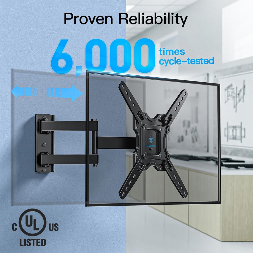 Perlesmith Full Motion TV Wall Mount - Fits 26-60 Inch Flat & Curved OLED TVs Up to 77lbs | Swivel, Tilt & Extend