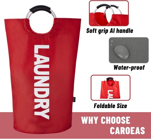Caroeas 90L Waterproof Laundry Basket - Collapsible Hamper with Padded Handles | 13 Colors Available