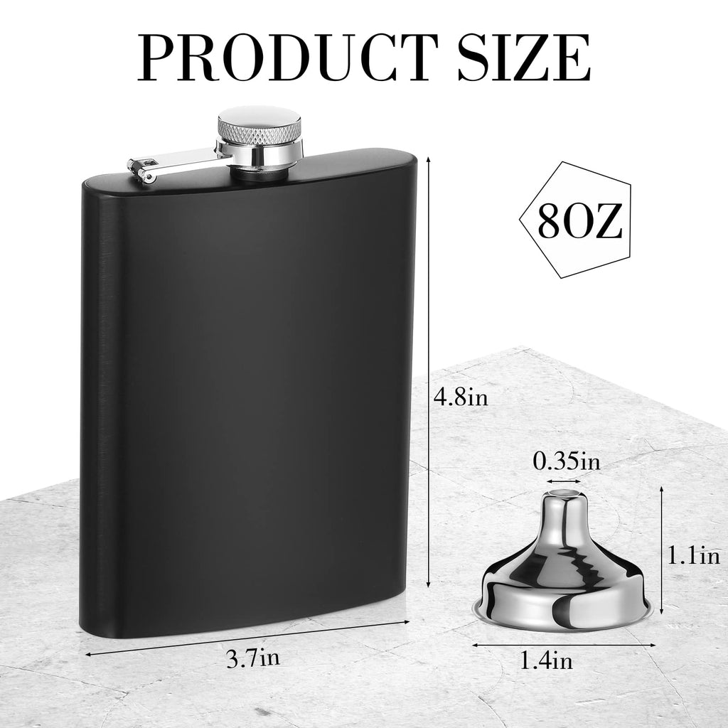 Hoolerry 30 Pack Hip Flasks for Liquor,Stainless Steel Whiskey Flask Set with Funnels Pocket Bulk for Groomsmen Gifts, Bridesmaids, Bachelor Party, Wedding Favor Supplies(8 oz,Matte Black)