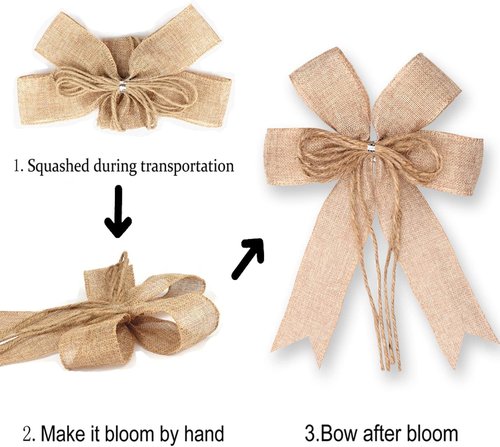 Hongsome Burlap Jute Rope Bows - Rustic Farmhouse Decor for Wreaths & Gift Wrapping | 2 Pack