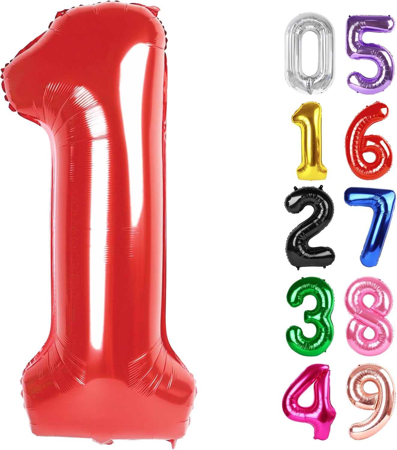 Red Number 1 Balloon - 40 Inch Shiny Red Birthday Decoration for Baby Boy/Girl First Birthday