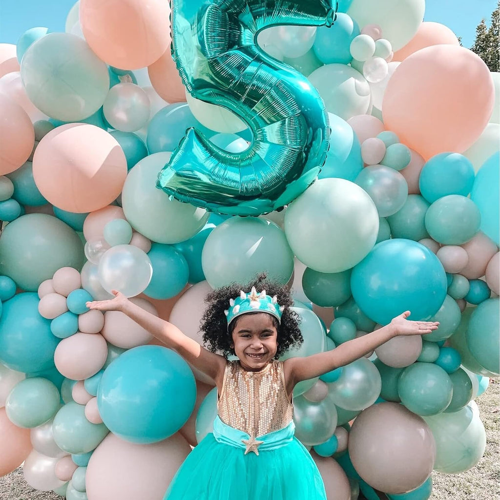 Voircoloria Teal Balloons - 130pcs in Various Sizes for Baby Showers, Weddings & Birthday Parties