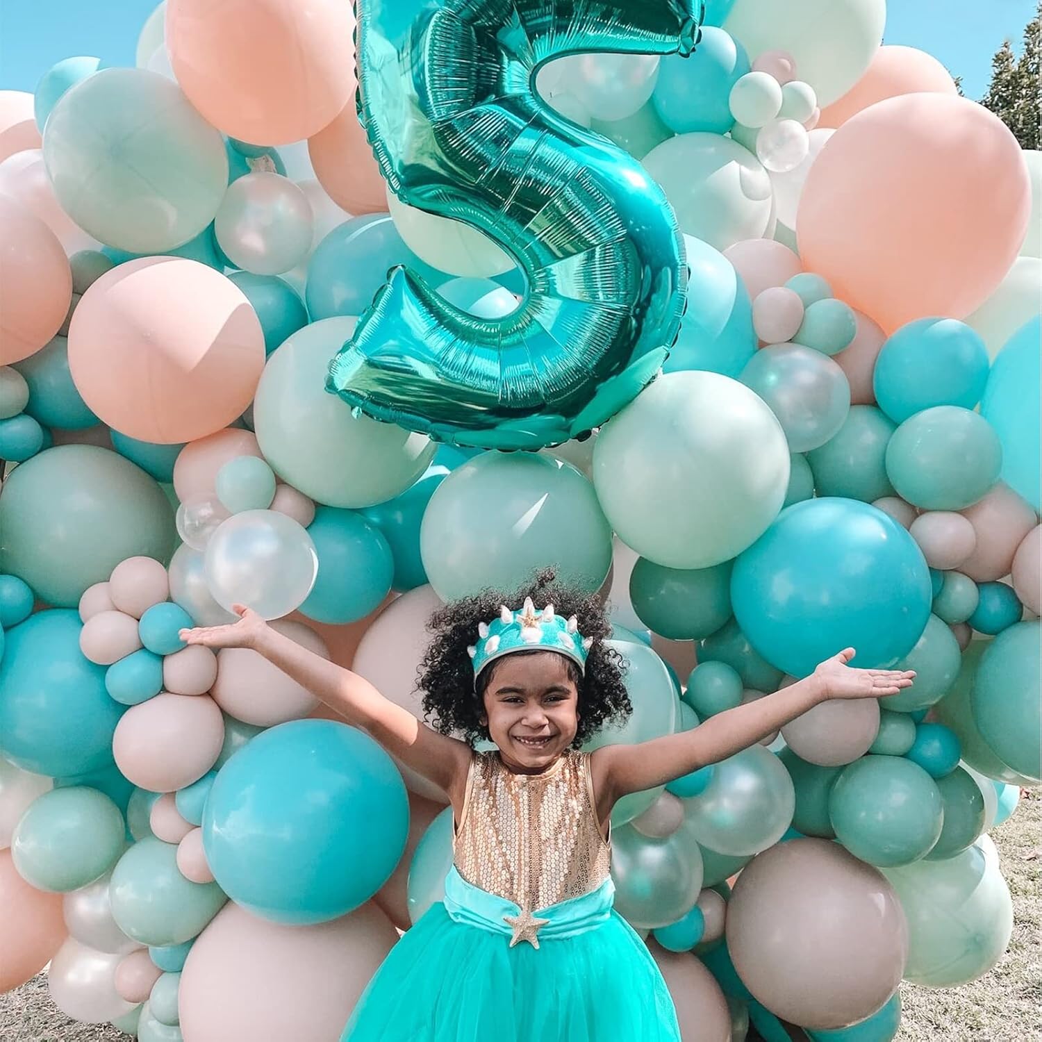 Voircoloria Teal Balloons - 130pcs in Various Sizes for Baby Showers, Weddings & Birthday Parties