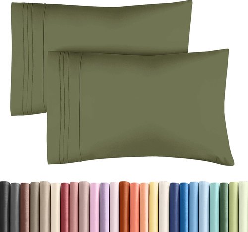 King Standard Pillow Cases - Soft Hotel Quality Covers | Comfy, Fade-Free, Wrinkle Resistant - Sage Green, Set of 2